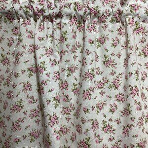 HANDMADE LIGHT PINK ROSE EYELET POLY/COTTON VALANCE, 42 X 15 INCHES